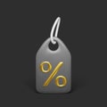 Black discount coupon with golden percent sign 3D icon Royalty Free Stock Photo