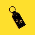 Black Discount percent tag icon isolated on yellow background. Shopping tag sign. Special offer sign. Discount coupons Royalty Free Stock Photo