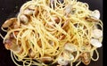 Spaghetti with clams on dish Royalty Free Stock Photo