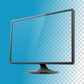 Black display monitor mockup screen reflect vector illustration