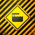 Black Diving board or springboard icon isolated on yellow background. Warning sign. Vector Royalty Free Stock Photo