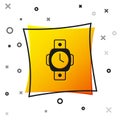 Black Diving watch icon isolated on white background. Diving underwater equipment. Yellow square button. Vector