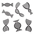 Black DNA helix vector isolated icons set
