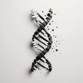 Black DNA string on white background