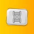Black DNA symbol icon isolated on yellow background. Silver rectangle button. Vector Royalty Free Stock Photo