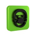 Black Doctor pathologist icon isolated on transparent background. Green square button.