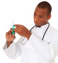 Black doctor prepares injection Royalty Free Stock Photo