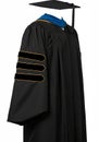 Black Doctoral Graduation Gown with Gold Bars Royalty Free Stock Photo