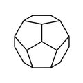 Black dodecahedron on a white background for game, icon, packaging design or logo. Platonic solid. Vector illustration
