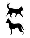 Black Dog and Cat Silhouettes Vector Canine Feline