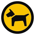 Black dog at frame, yellow background, eps. Royalty Free Stock Photo