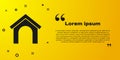 Black Dog house icon isolated on yellow background. Dog kennel. Vector