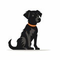 Black Dog With Orange Collar: A Creative And Eye-catching Iconic Silhouette Royalty Free Stock Photo