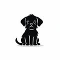 Black Dog Silhouette: Cute Puppy Vector Icon In Ravi Zupa Style