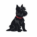 Black Dog Silhouette With Red Collar: Subtle Tonal Values And Rich Color Contrasts Royalty Free Stock Photo