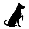 Black dog silhouette sitting with paw raised vector Royalty Free Stock Photo