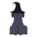 Black dog witch icon cartoon vector. Kitty stick