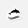 Black Dolphin glyph sticker icon