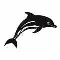 Black Dolphin Silhouette On Clean White Background