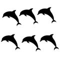 black dolphin silhouettes set Royalty Free Stock Photo