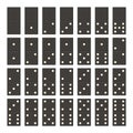 Black domino full set. Classic game dominoes in flat style. Dominoes bones set 28 pieces