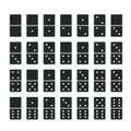 Black dominos. Full set of domino game bones tiles, 28 dominoes pieces isolated on white