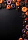 black donut halloween frame border