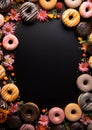 black donut halloween frame border