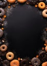 black donut halloween frame border