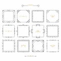 Black doodle cute line square frames emblem icons set