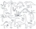 Black doodle dinosaurs set vector illustration Royalty Free Stock Photo