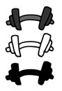 Vector set of hand-drawn dumbbells in doodle style.isolated elements of sports equipment image in gray black outline and Royalty Free Stock Photo