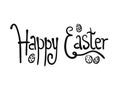 Doodle handwritten Happy Easter logotype with eggs