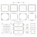 Black doodle line square frames and design elements set