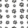 Black doodle paw print seamless for fabric design pattern Royalty Free Stock Photo