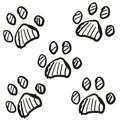 Black doodle paw print vector background Royalty Free Stock Photo