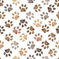 Black doodle paw prints vector seamless background pattern for fabric design Royalty Free Stock Photo