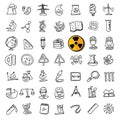 Black doodle science icons set