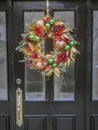 Christmas wreath on building door