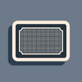 Black Doormat icon isolated on grey background. Welcome mat sign. Long shadow style. Vector