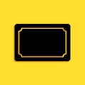 Black Doormat icon isolated on yellow background. Welcome mat sign. Long shadow style. Vector