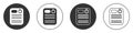 Black Dossier folder icon isolated on white background. Circle button. Vector