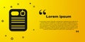 Black Dossier folder icon isolated on yellow background. Vector