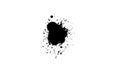 black dot ink brush painting splash splatter on white background in grunge style element graphic Royalty Free Stock Photo
