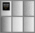 Black dots gradient vertical seamless background set. Dots patterns vector Royalty Free Stock Photo