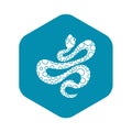 Black dotted snake icon, simple style