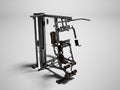 Black doubles sports metal weight training machine for training right side view 3d render on gray background with shadow