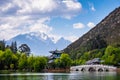 The black dragon pool in front of Jade dragon Snow Mountain the snow mountain in Lijiang, Yunnan, China Royalty Free Stock Photo