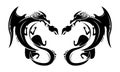 Twin Dragon tattoo vector