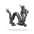 Black dragon statue on isolated background with clipping path. Chinese new year powerful symbol Royalty Free Stock Photo